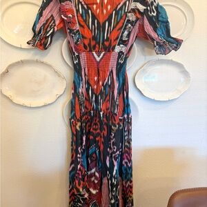 Vibrant Multicolor Ruffle Maxi Dress